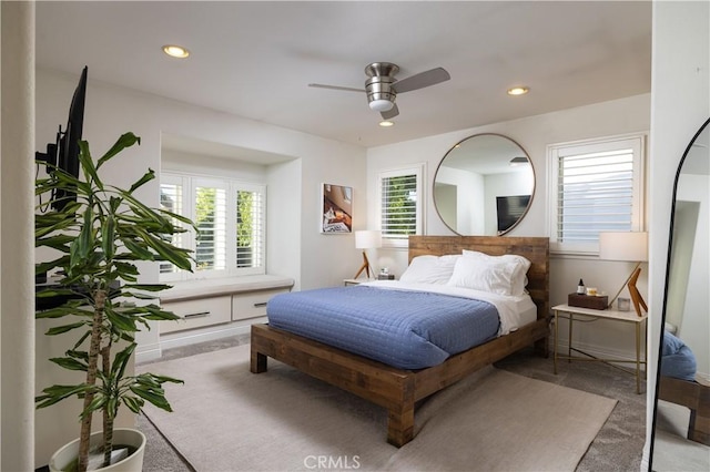 57 Cape Andover, Newport Beach, CA 92660 - bedroom featuring multiple windows, recessed lighting, and ceiling fan