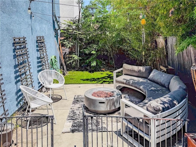 4216 Dalton Ave, Los Angeles, CA 90062 - view of patio / terrace featuring an outdoor living space with a fire pit