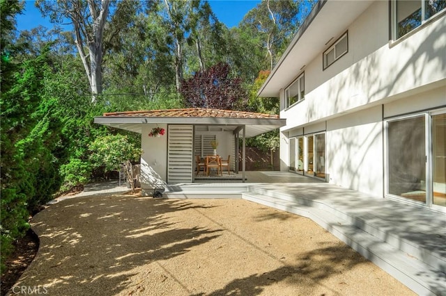 105 Via Capay, Palos Verdes Estates, CA 90274 - view of patio featuring an outdoor structure and a wooden deck