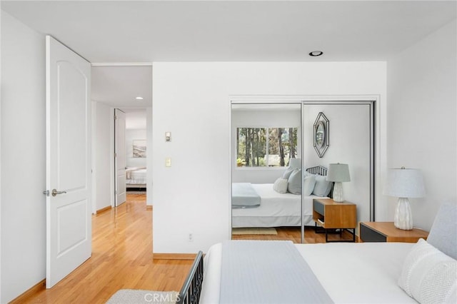 105 Via Capay, Palos Verdes Estates, CA 90274 - bedroom with a closet, light wood-type flooring, and recessed lighting