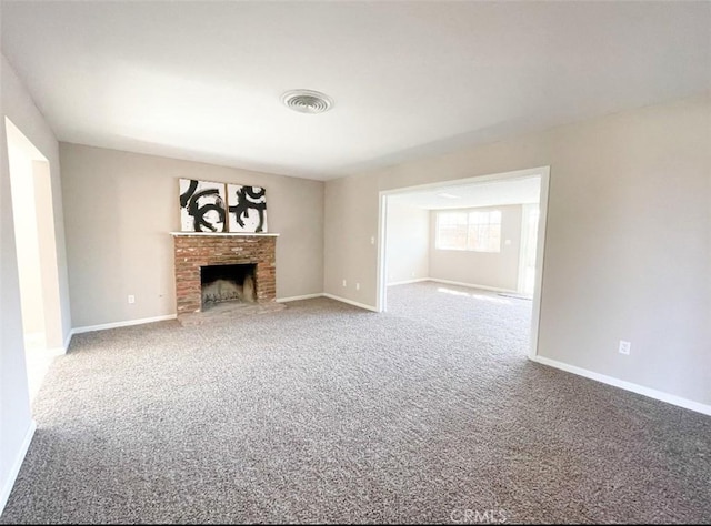 429 N Peg St, Ridgecrest, CA 93555 - unfurnished living room featuring carpet and a fireplace