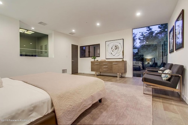 940 Burleigh Dr, Pasadena, CA 91105 - bedroom featuring light wood-type flooring, recessed lighting, and access to exterior
