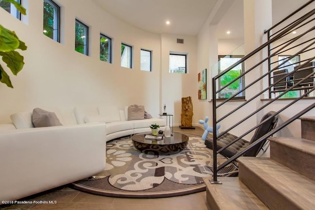 940 Burleigh Dr, Pasadena, CA 91105 - living room featuring stairway and recessed lighting