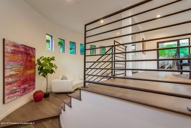 940 Burleigh Dr, Pasadena, CA 91105 - staircase with healthy amount of natural light, wood finished floors, and recessed lighting