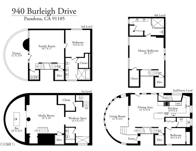 940 Burleigh Dr, Pasadena, CA 91105 - view of property floor plan