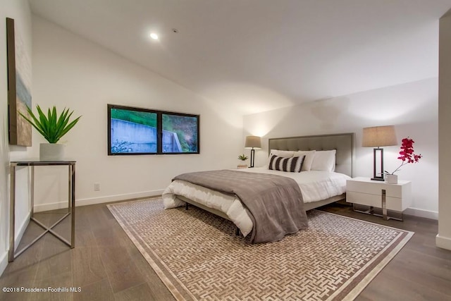 940 Burleigh Dr, Pasadena, CA 91105 - bedroom featuring wood finished floors, lofted ceiling, and recessed lighting