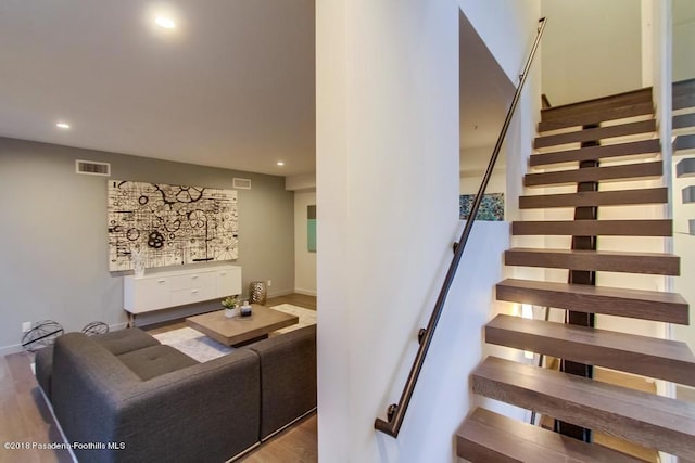 940 Burleigh Dr, Pasadena, CA 91105 - stairway featuring wood finished floors and recessed lighting
