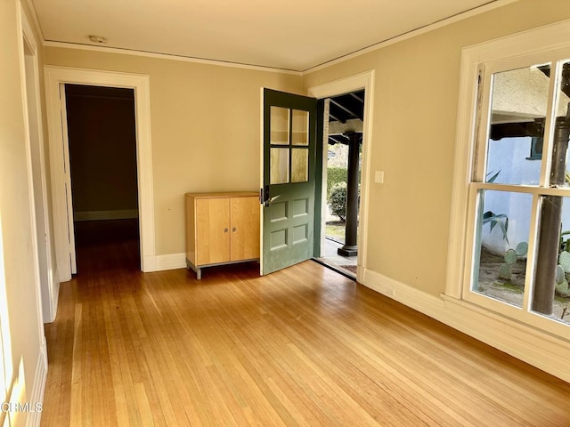 1425 Wentworth Ave, Pasadena, CA 91106 - empty room with ornamental molding, wood finished floors, and a smoke detector