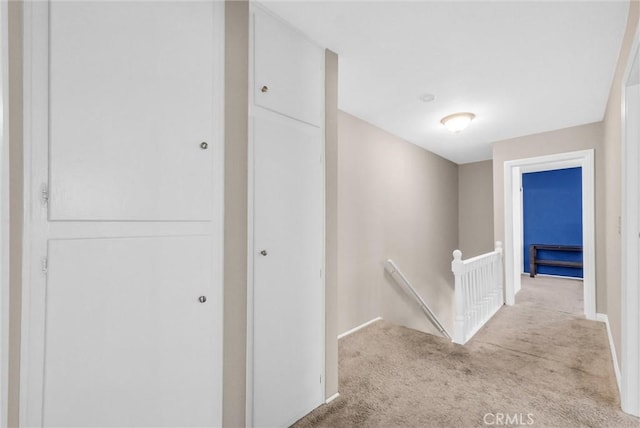 195 Morristown Ln, Costa Mesa, CA 92626 - hallway with an upstairs landing and carpet flooring