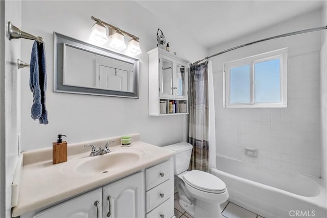 195 Morristown Ln, Costa Mesa, CA 92626 - full bath with vanity, shower / bath combo with shower curtain, and tile patterned flooring