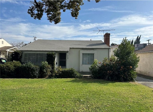 5938 Alessandro Ave, Temple City, CA 91780 - view of front facade featuring a front lawn, a chimney, stucco siding, and a shingled roof