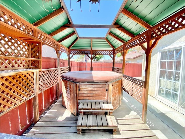 980 Lexington St, Hemet, CA 92545 - wooden deck with a hot tub and a gazebo