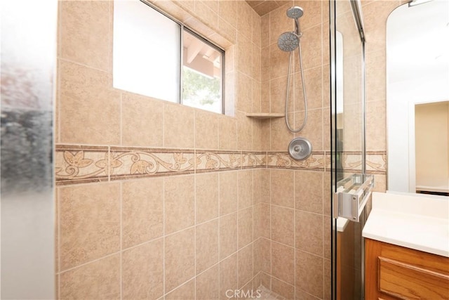 12711 Leroy Ave, Garden Grove, CA 92841 - bathroom featuring tiled shower and vanity