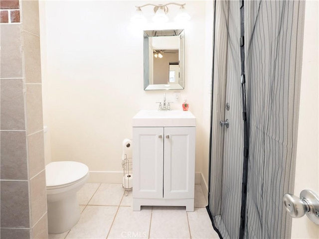 12711 Leroy Ave, Garden Grove, CA 92841 - bathroom featuring tile patterned floors, vanity, and a ceiling fan