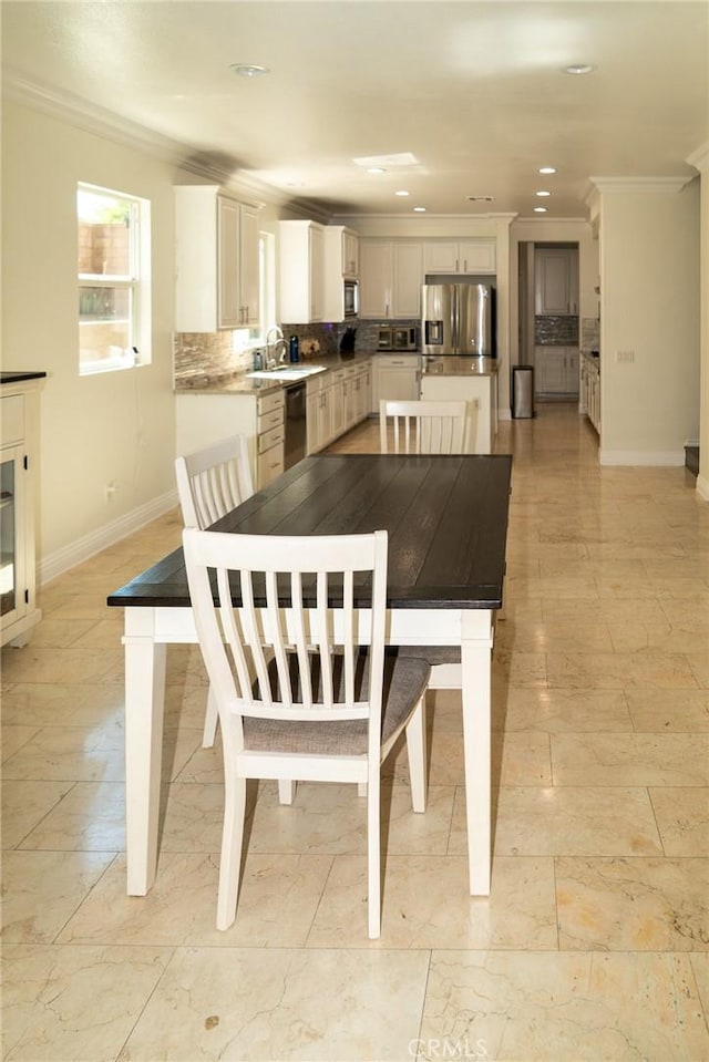 2417 Lenai Cir, Corona, CA 92879 - dining area with ornamental molding and recessed lighting