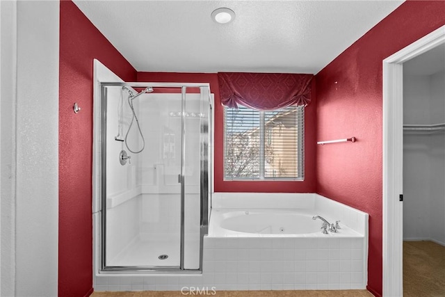 29513 Blake Way, Canyon Country, CA 91387 - full bathroom with a stall shower, a jetted tub, and a textured wall
