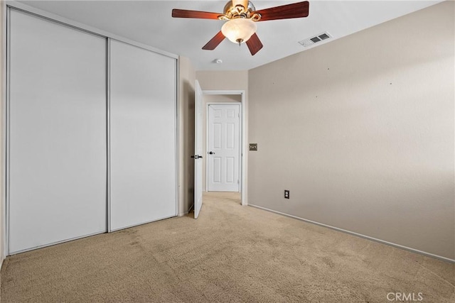29513 Blake Way, Canyon Country, CA 91387 - unfurnished bedroom featuring carpet floors, a closet, and ceiling fan
