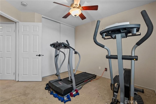 29513 Blake Way, Canyon Country, CA 91387 - workout area featuring a ceiling fan and carpet