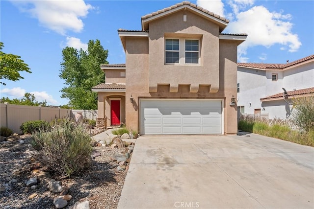 29513 Blake Way, Canyon Country, CA 91387 - mediterranean / spanish home featuring stucco siding, driveway, an attached garage, and a tiled roof