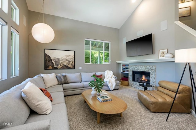 131 Christopher Ln, Ojai, CA 93023 - living room with high vaulted ceiling and a fireplace