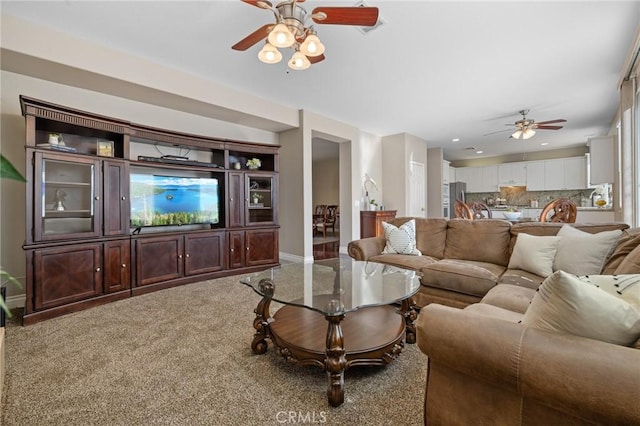 30336 Barcelona Rd, Castaic, CA 91384 - living room featuring a ceiling fan and carpet floors