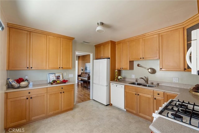 2012 Perry Ave, Redondo Beach, CA 90278 - kitchen with white appliances, light flooring, and light countertops