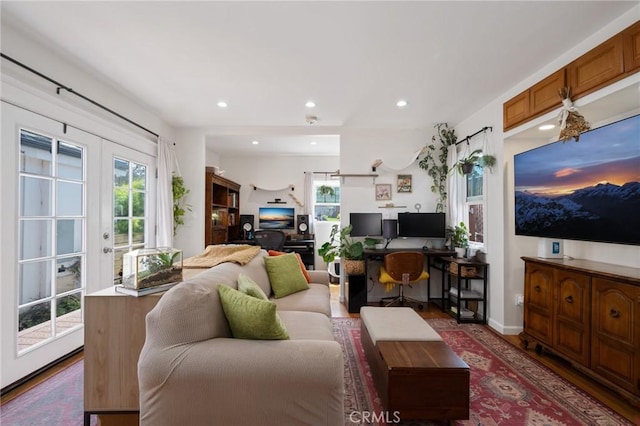 2848 S Kerckhoff Ave, San Pedro, CA 90731 - living area with a desk, recessed lighting, and wood finished floors