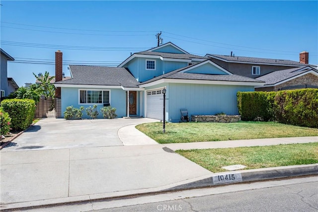 10415 Valley View Ave, Whittier, CA 90604 - traditional-style home with an attached garage, concrete driveway, and a chimney