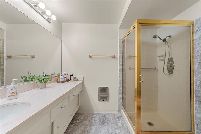 3500 W Manchester Blvd Unit 240, Inglewood, CA 90305 - bathroom featuring heating unit, vanity, and a stall shower