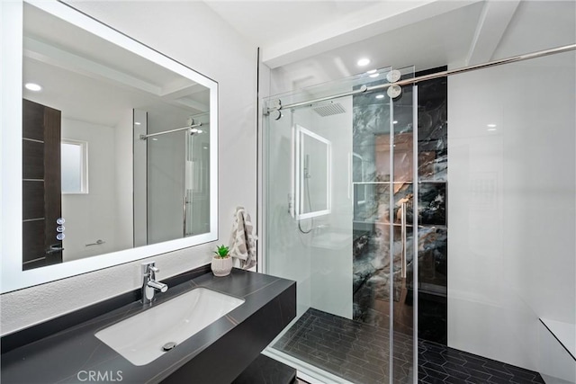 8771 La Grand Ave, Garden Grove, CA 92841 - full bath featuring a shower stall, vanity, and recessed lighting