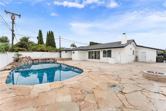 8771 La Grand Ave, Garden Grove, CA 92841 - view of pool with a fenced backyard, a patio, and a fire pit