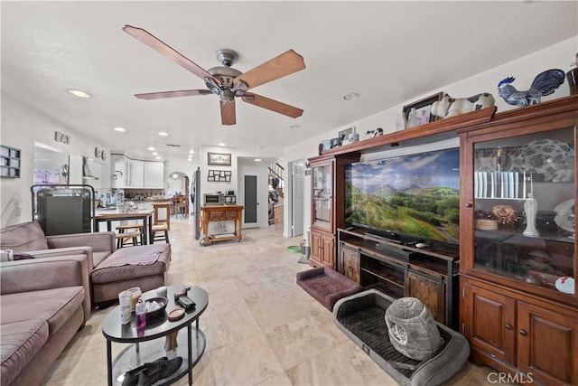 1142 Daisy Cir, Corona, CA 92882 - living area featuring ceiling fan and recessed lighting