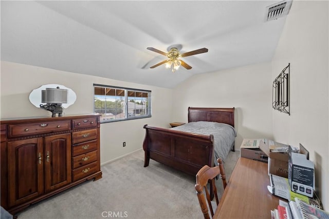 1142 Daisy Cir, Corona, CA 92882 - bedroom with vaulted ceiling, light colored carpet, and ceiling fan