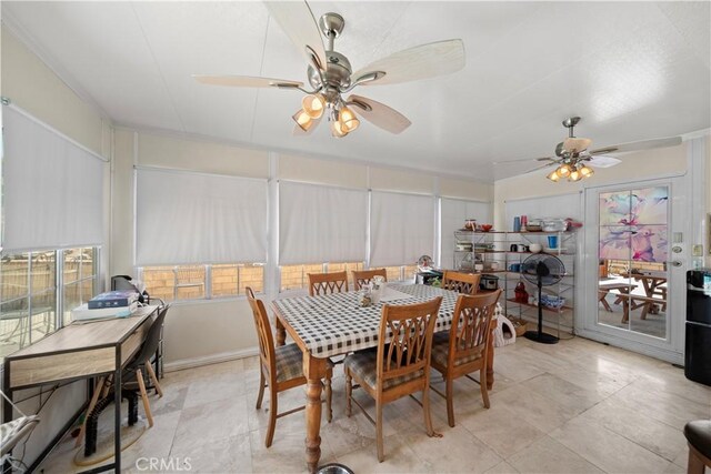 1142 Daisy Cir, Corona, CA 92882 - tiled dining space featuring a ceiling fan