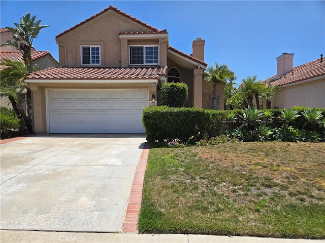 25632 Salerno Way, Yorba Linda, CA 92887 - mediterranean / spanish home featuring driveway, stucco siding, a tiled roof, and a garage