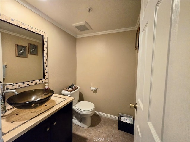 25632 Salerno Way, Yorba Linda, CA 92887 - bathroom featuring vanity, tile patterned flooring, and crown molding