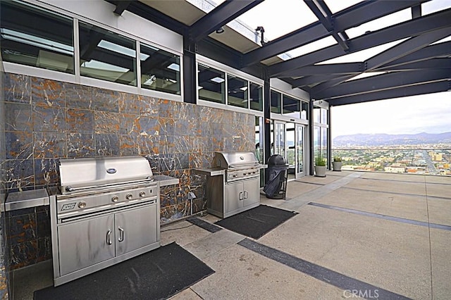 3810 Wilshire Blvd Unit 805, Los Angeles, CA 90010 - view of patio / terrace featuring grilling area and a mountain view