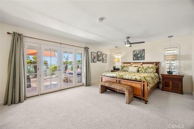 12281 Alta Panorama, North Tustin, CA 92705 - carpeted bedroom with access to exterior, french doors, and a ceiling fan