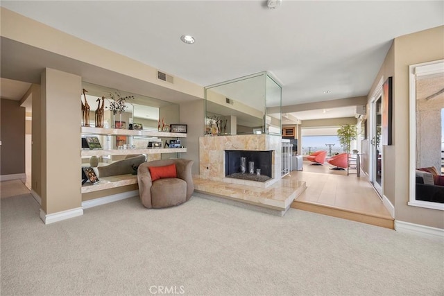 12281 Alta Panorama, North Tustin, CA 92705 - living room with carpet floors and a high end fireplace