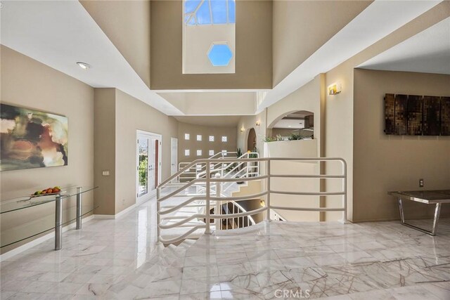 12281 Alta Panorama, North Tustin, CA 92705 - foyer with marble tiled floors and a towering ceiling