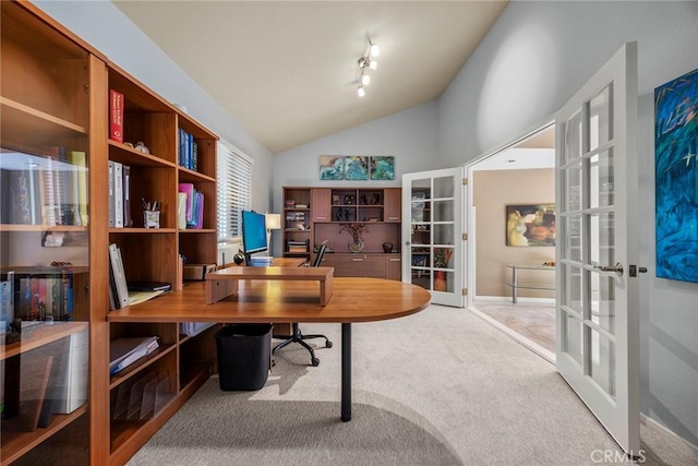 12281 Alta Panorama, North Tustin, CA 92705 - office area with french doors, vaulted ceiling, and carpet
