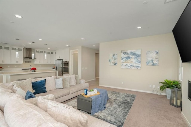 28511 Sparrow Way, Saugus, CA 91350 - living room featuring recessed lighting and light carpet