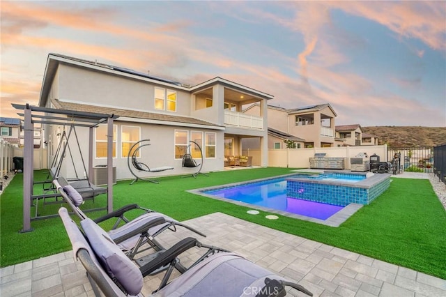 28511 Sparrow Way, Saugus, CA 91350 - rear view of property featuring a fenced backyard, a balcony, a patio, and a pergola