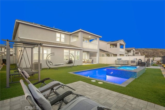 28511 Sparrow Way, Saugus, CA 91350 - view of swimming pool with a fenced backyard, a patio, and a pool with connected hot tub