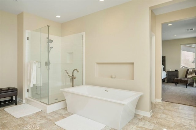 28511 Sparrow Way, Saugus, CA 91350 - ensuite bathroom featuring a soaking tub, a shower stall, and recessed lighting