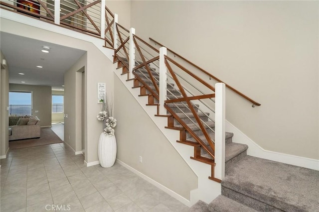 28511 Sparrow Way, Saugus, CA 91350 - stairway with tile patterned flooring and recessed lighting