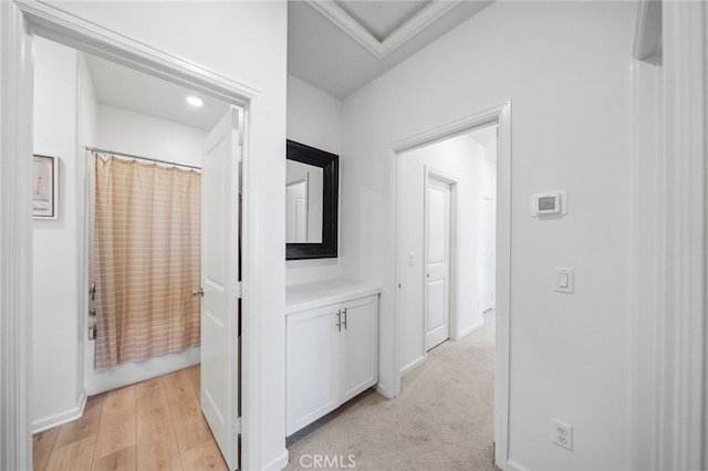 1060 Kendale Way, Vista, CA 92081 - corridor featuring crown molding and light wood-style flooring