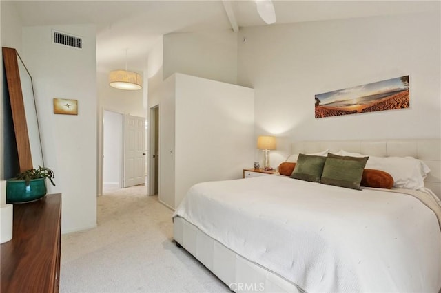 306 San Nicholas Ct, Laguna Beach, CA 92651 - bedroom featuring light colored carpet and high vaulted ceiling