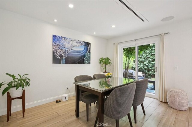 306 San Nicholas Ct, Laguna Beach, CA 92651 - dining area featuring light wood-type flooring and recessed lighting