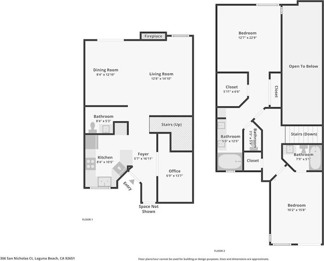 306 San Nicholas Ct, Laguna Beach, CA 92651 - view of room layout